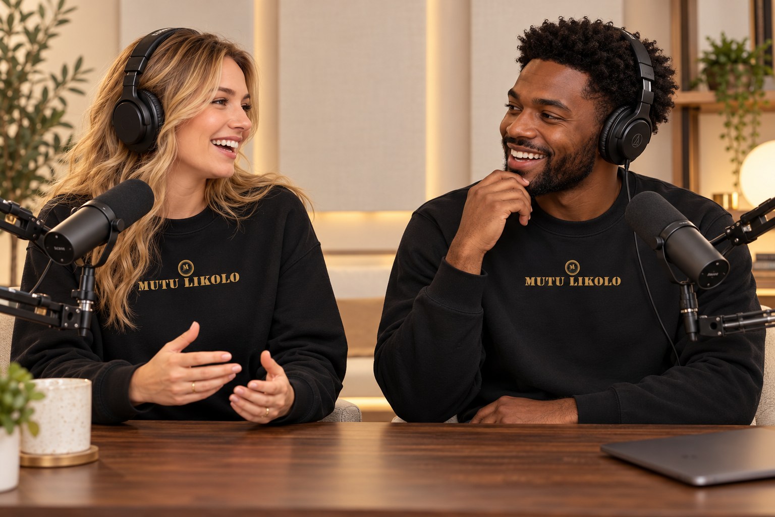 Scène de studio : modèles portant Sweat Mutu Likolo